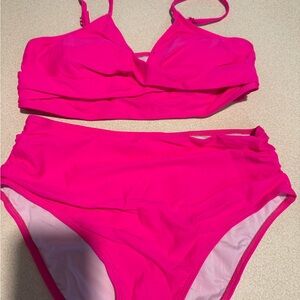 Bright Hot Pink Two-Piece Bikini Set